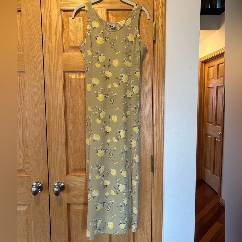 Vintage Old Navy - Green dress with yellow roses (6)